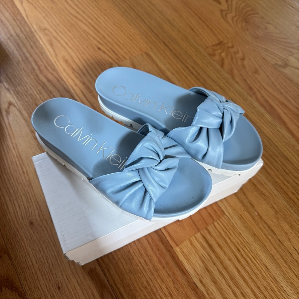 Calvin Klein Chaya Faux Leather Slide Sandal